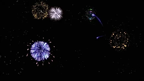 Festive seamless of real fireworks background.  Magical shimmering firework Stockbeeldmateriaal 141034553