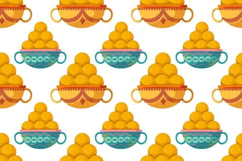 Festive seamless vector pattern for Diwali day. Sweets garland illustration Stock Illustration
