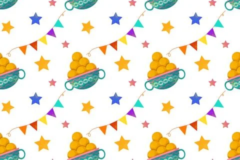 Festive seamless vector pattern for Diwali day. Stock Illustration