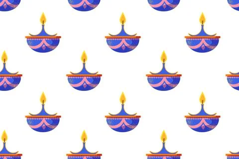 Festive seamless vector pattern for Indian festival Diwali Stock Illustration