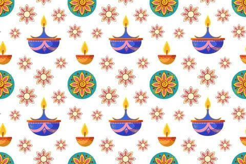 Festive seamless vector pattern for Indian Diwali festival Stock Illustration