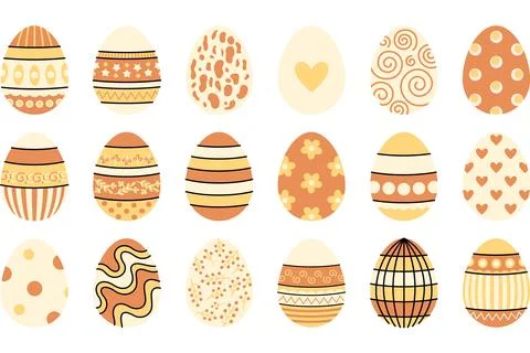 A festive set of hand drawn Easter egg vector designs. Ilustração Stock