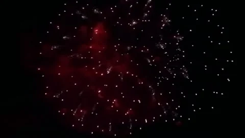 Festive shining firework with bokeh in a black night sky. glowing fireworks s Vidéo 136427847