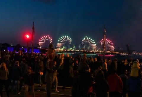 Festive show on the Trinity Bridge. Foto stock