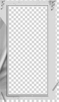 Festive silver frame is featuring silver ribbons, star confetti, transparent Stock Illustration