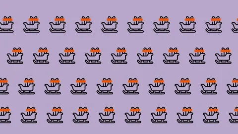 Festive Sleigh Pattern - A Whimsical Holiday Background. Stock Footage 325378636
