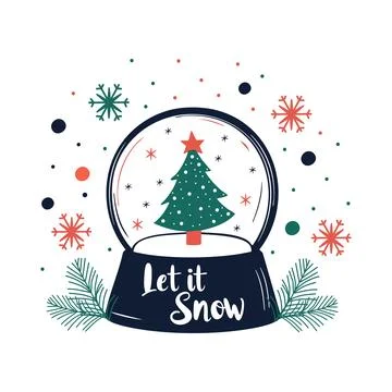 Festive Snow Globe with Christmas Tree Illustration for Christmas-themed designs Stock Illustration