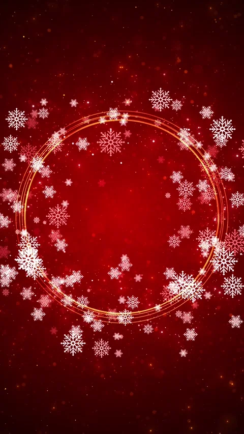 Festive snowflake golden circle scene background falling flakes, glowing dots, a Stock Footage 340398582