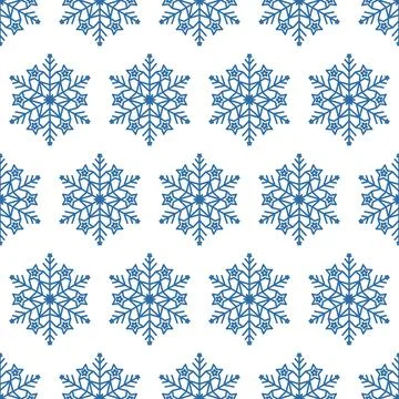 Festive snowflake seamless pattern, geometric mandala snowflake design elemen Stock Illustration