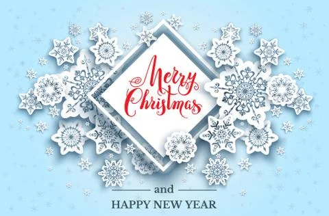Festive snowflakes blue background Stock Illustration