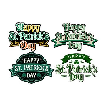 Festive St. Patrick's Day typography with Shamrocks Stock Illustration