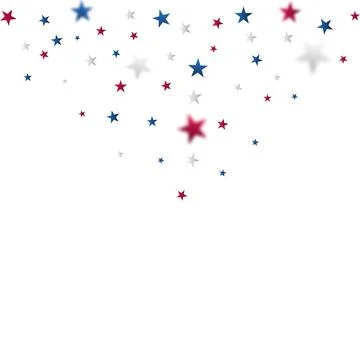 Festive Star Confetti Pattern with Soft Blur, Layered Depth, and Blue, Red,.. Stock Illustration