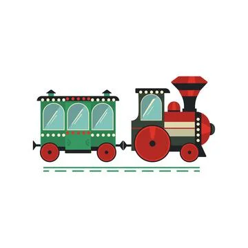 Festive steam engine train cute vector icon Stock Illustration