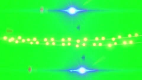 Festive string lights glowing over vibrant green screen background featuring Stock Footage 339257477