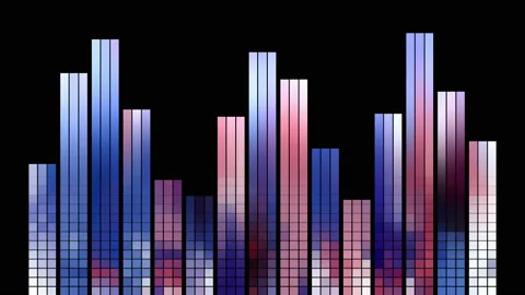 Festive stylish digital equalizer. The animation of the pixel bars is in sync Stock Footage 157301186