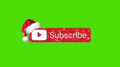 Festive subscribe button with santa hat glowing on green screen background Stock Footage 320867687