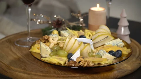 Festive table with cheese mix Видео 102530167