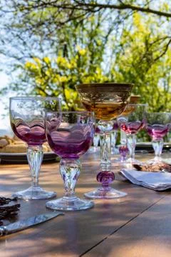 Festive table in the countryside Stock Photos