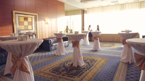 Festive table decorated on the wedding day Stock Footage 58422782