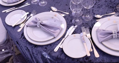 A Festive Table Decorated With White Flowers  Stock-Footage 124281830