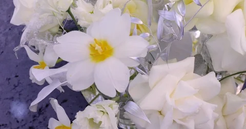 A Festive Table Decorated With White Flowers  Stock-Footage 124282036