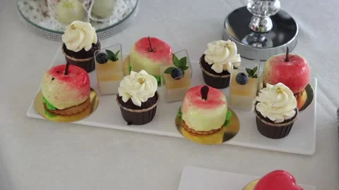 Festive table with delicious snacks. Great selection, whets the appetite Stock Footage 231596198
