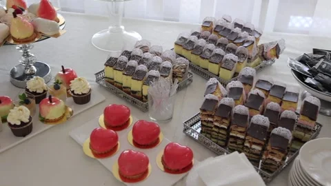 Festive table with delicious snacks. Great selection, whets the appetite Stock Footage 231596205