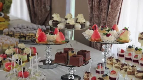 Festive table with delicious snacks. Great selection, whets the appetite Stock Footage 231596210