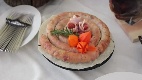 Festive table with delicious snacks. Wedding in Ukraine Stock Footage 231596183