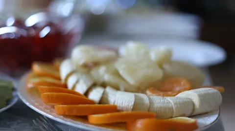 Festive table with dishes Stock Footage 45848742