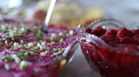 Festive table with dishes Stock Footage 45848821