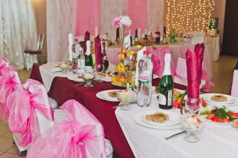 Festive table with dishes on the table 5748. Stock Photos