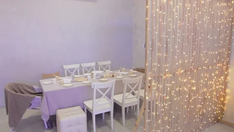 Festive table with dishes without food Stock Footage 132015290
