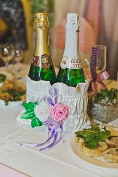 Festive table with drinks Stock Photos