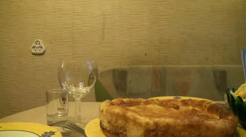 With a festive table Stock Footage 10579391