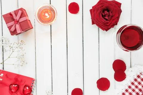 Festive table in red and white colors Stock Photos