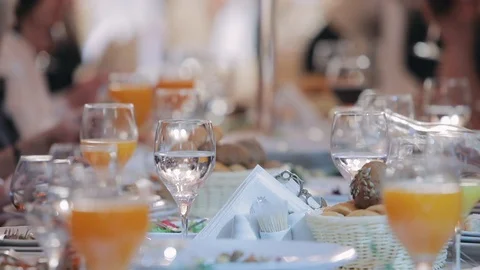 Festive table in a restaurant Stock Footage 100711670