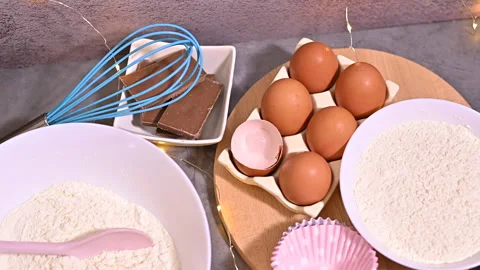 A Festive Table Set with Recipes and Ingredients for Christmas Delights Stock Footage 255335558