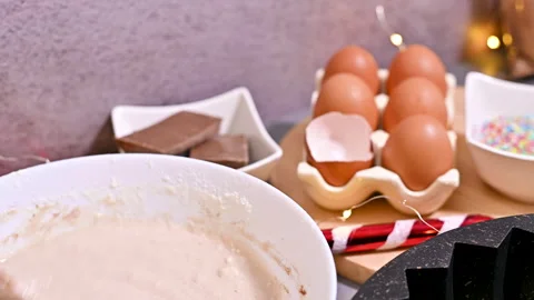 A Festive Table Set with Recipes and Ingredients for Christmas Delights Stock Footage 255335837