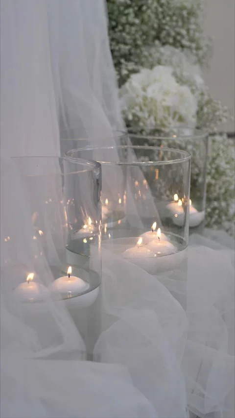 Festive table setting, decoration. organization of a luxurious event wedding Stock Footage 306883347