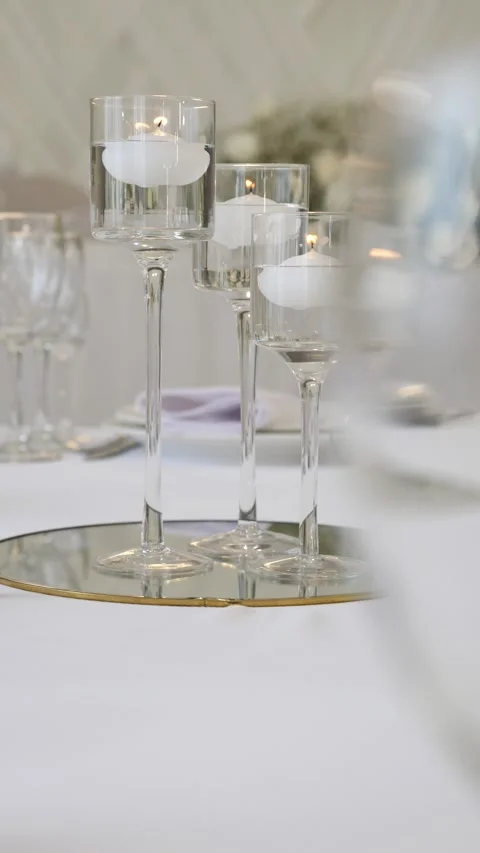 Festive table setting, decoration. organization of a luxurious event wedding Stock Footage 313963134
