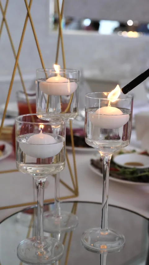 Festive table setting, decoration. organization of a luxurious event wedding Stock Footage 313963135
