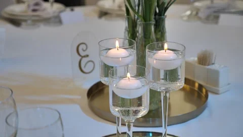 Festive table setting, decoration. organization of a luxurious event wedding. Stock-Footage 329419360