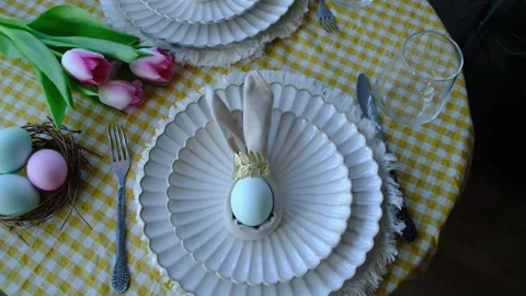 Festive table setting for Easter. 動画素材 332701372