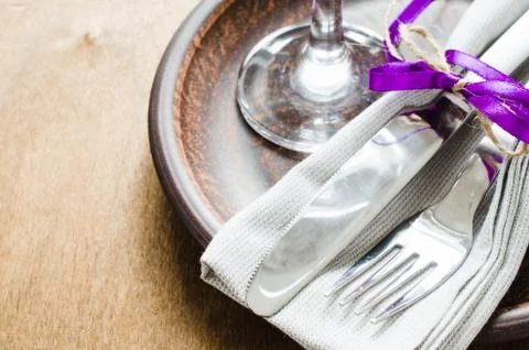 Festive Table Setting With Empty Tag. Stock Photos