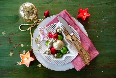 Festive table setting for the holidays Stock Photos