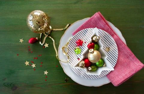Festive table setting for the holidays Stock Photos