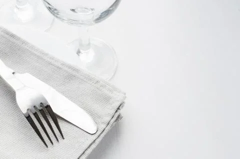 Festive Table Setting With Napkin and Cutlery. Stock Photos