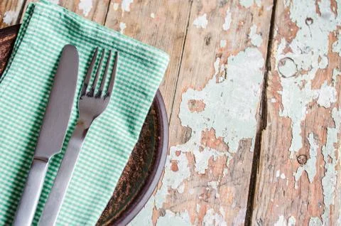 Festive Table Setting in Rustic Style Stock Photos