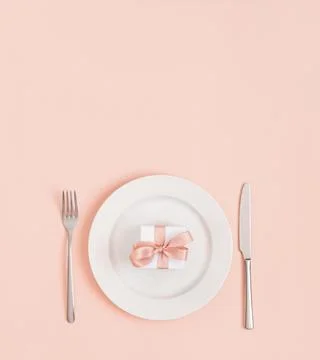 Festive table setting for Valentines Day, Mothers Day, Birthday or Christmas. Stock Photos